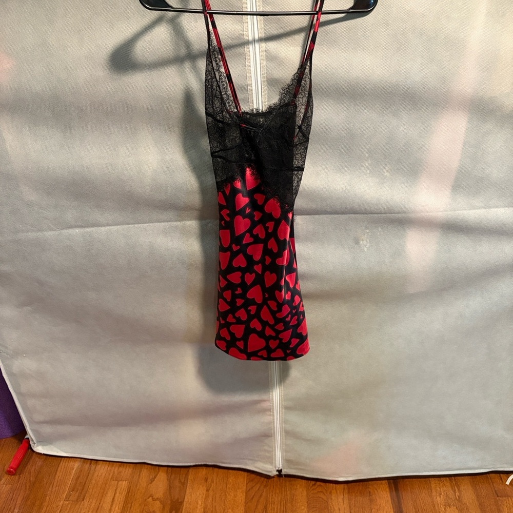 Victoria's Secret Red and Black Heart Chemise